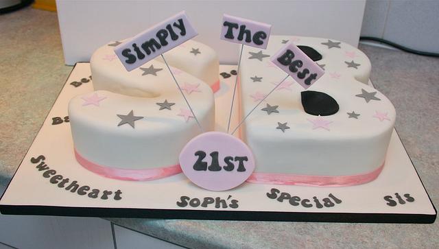 21st Birthday Initial Cake - Decorated Cake by - CakesDecor