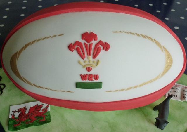 Welsh rugby Ball - Decorated Cake by Katrinaskakes - CakesDecor