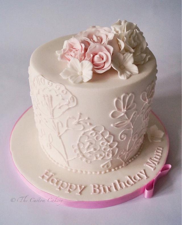 Roses with Petunia - Decorated Cake by The Custom Cakery - CakesDecor