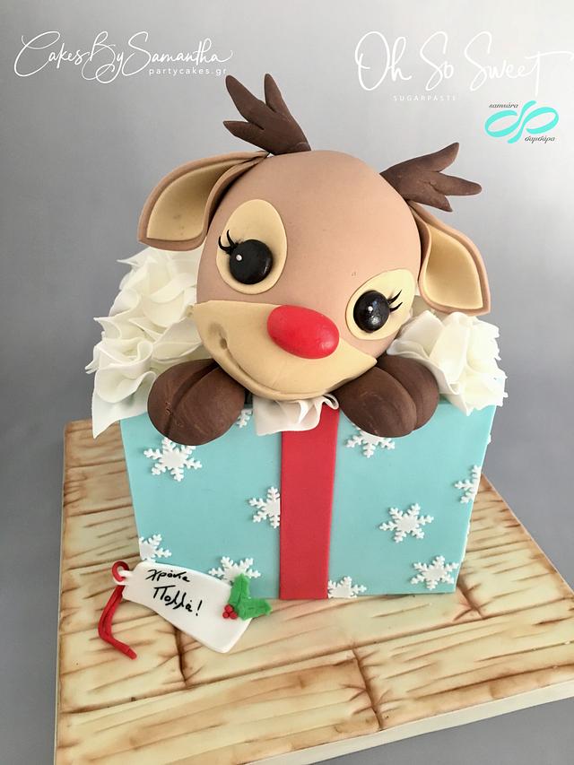 Rudolph Gift Box Cake!