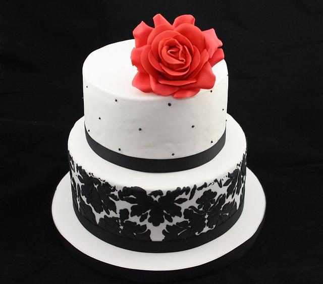Black and White Birthday Cake