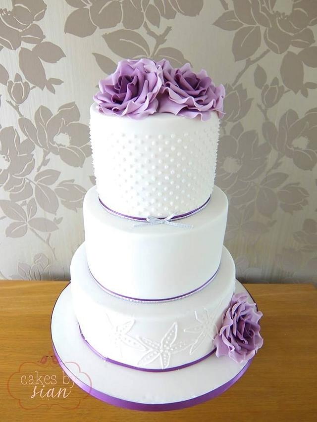 Purple Rose Wedding Cake - Cake by Cakes by Sian - CakesDecor