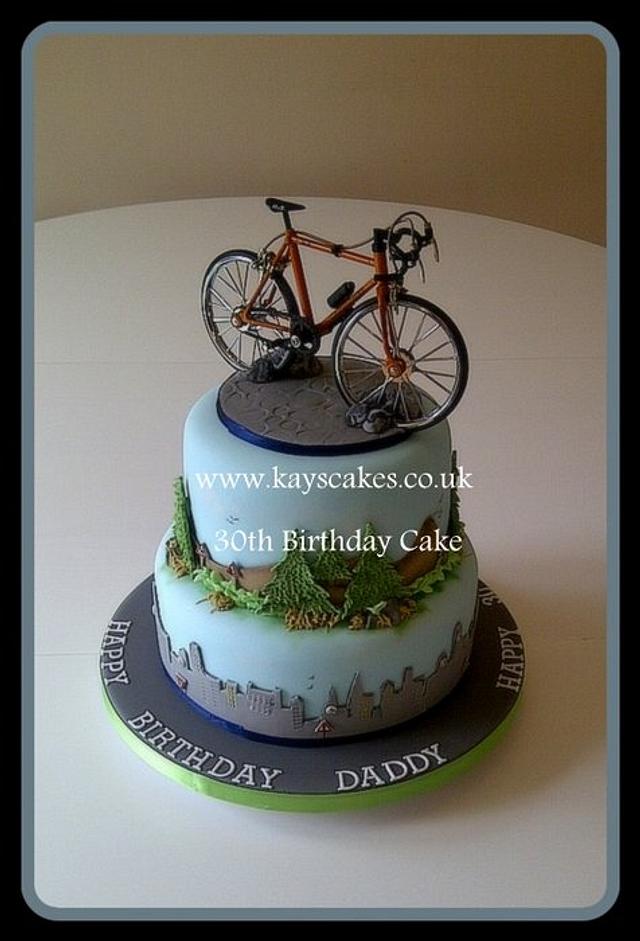 30th Birthday Two Tier Cake for Cycling Enthusiast