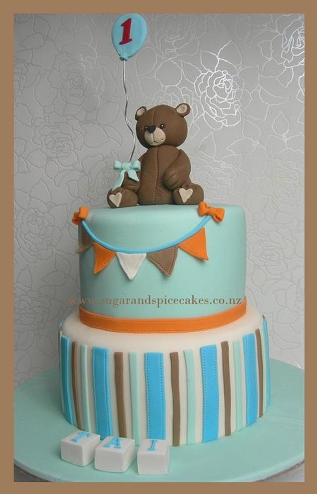 Teddy Stripe Cake for Baby Tai staying at Ronald McDonald - CakesDecor