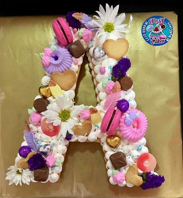 Almond Sable “A” - Decorated Cake by N&N Cakes (Rodette - CakesDecor