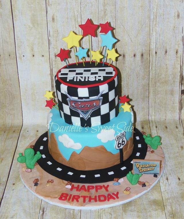 Cars Themed Birthday Cake Radiator Springs - Decorated - CakesDecor