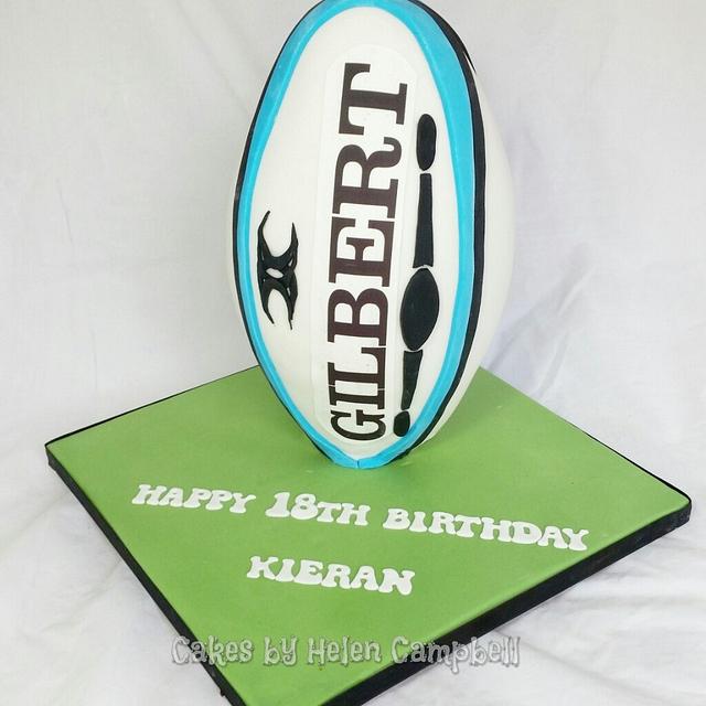 Rugby Ball - Decorated Cake by Helen Campbell - CakesDecor