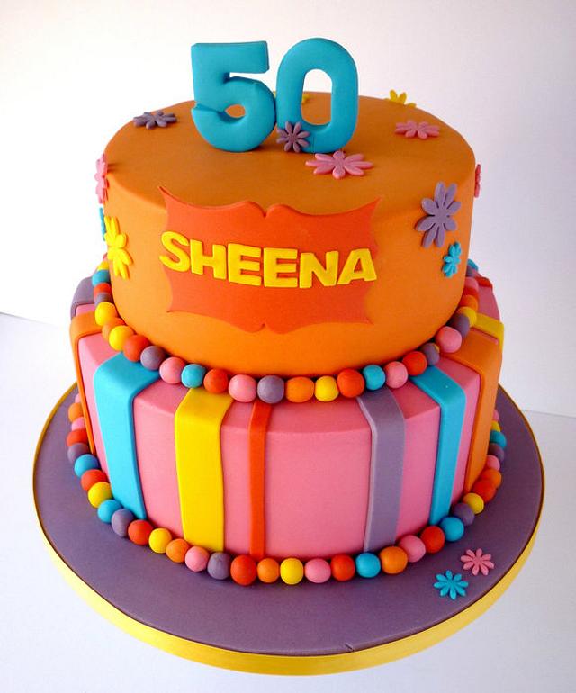 Bright colour 50th birthday cake - cake by Liana @ Star - CakesDecor