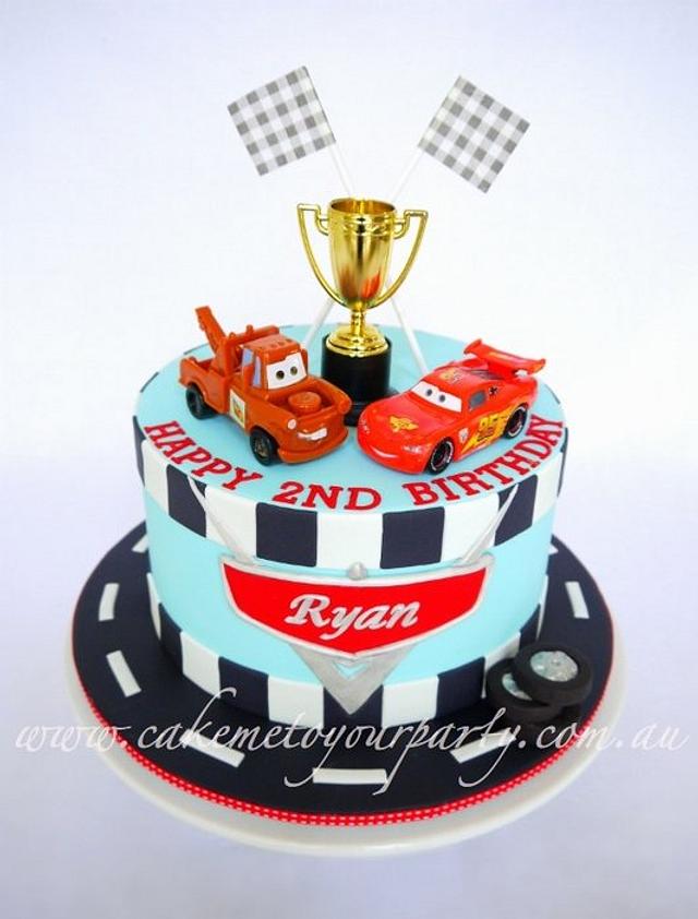 Disney Car's Cake for Twin Boys (race track version)