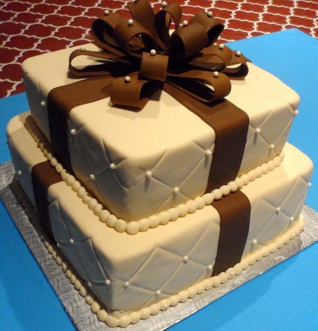 cream and brown themed cake