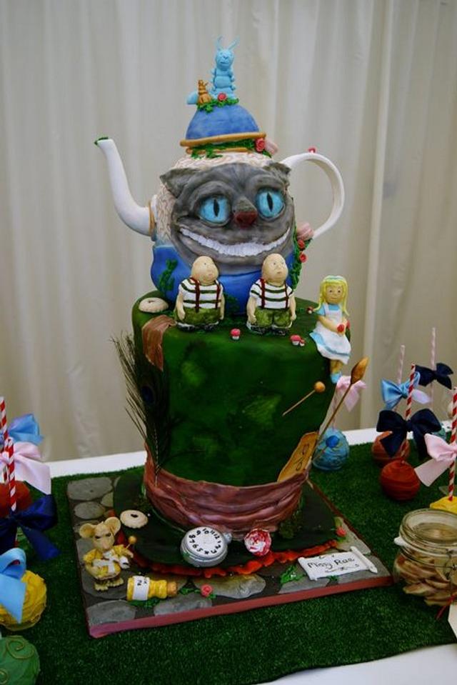 Mad Hatter carved Alice in Wonderland cake