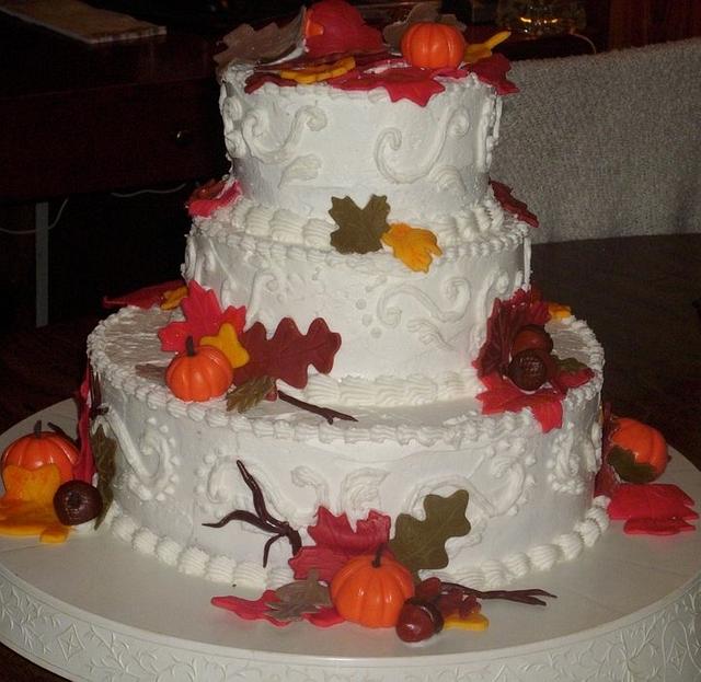 Fall Wedding Cake - Decorated Cake by Angie Mellen - CakesDecor