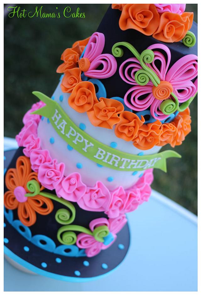 Neon quilling cake
