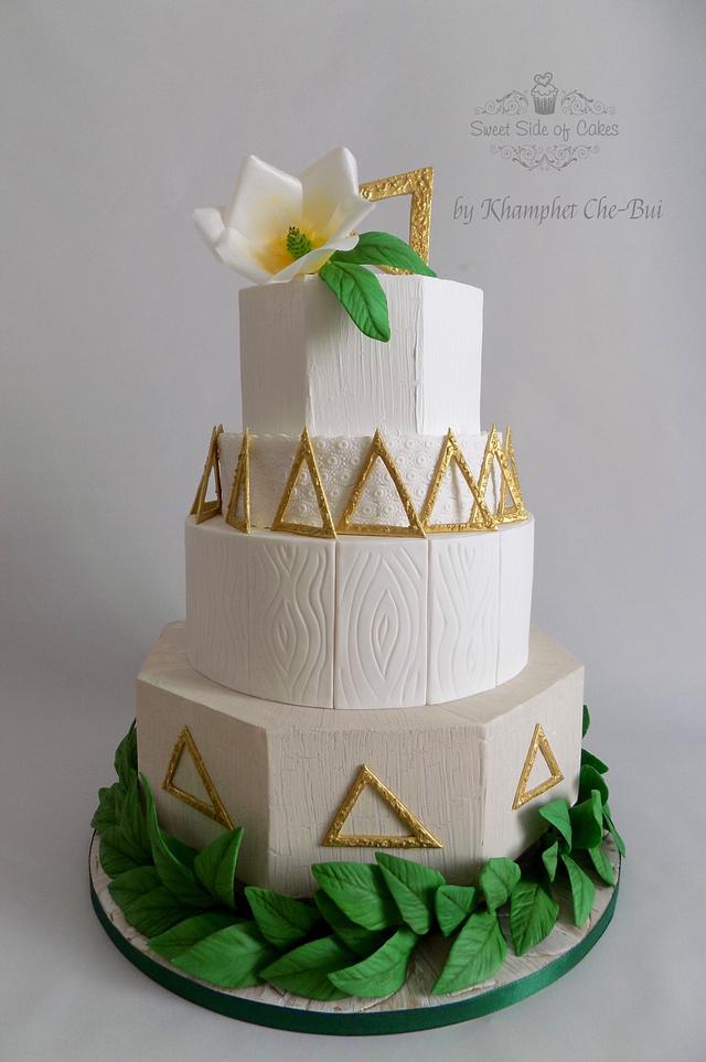 Wedding Cake in Geometric Design - Decorated Cake by - CakesDecor
