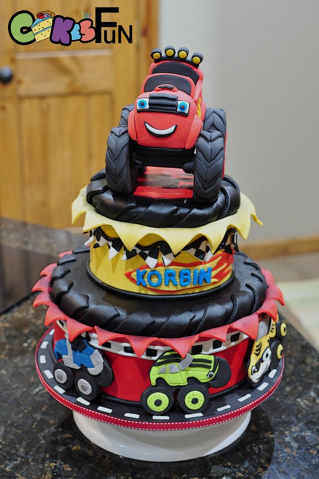 Blaze and the Monster Truck single tier Cake
