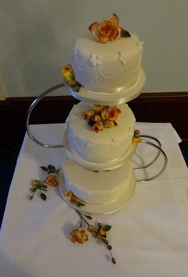 Kenyan Roses - 3 Tier S Stand Wedding Cake - Cake by - CakesDecor