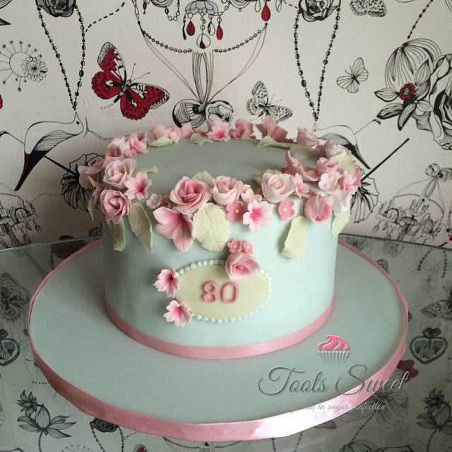 Halo Rose and cherry blossom cake - Decorated Cake by - CakesDecor