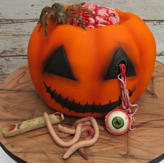 Gory Halloween pumpkin - Decorated Cake by Kate's Bespoke - CakesDecor