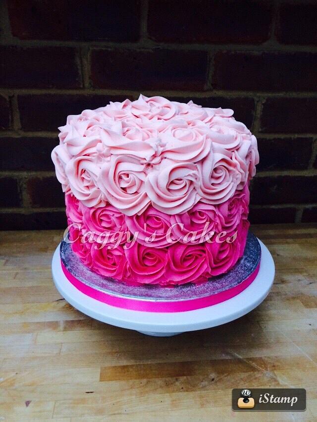 Pink Rosette Cake Decorated Cake By Caggy Cakesdecor