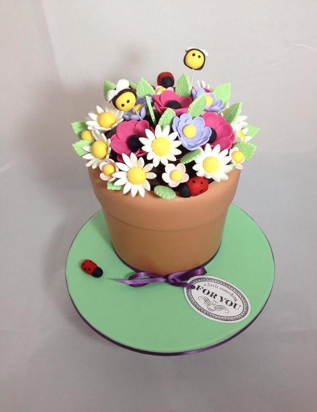 Flower Pot Cake Decorated Cake by Olivia's Kitchen CakesDecor