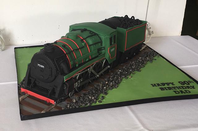All aboard - vintage steam train cake