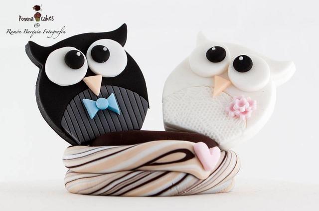 cute owls wedding cake topper