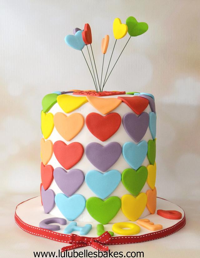 Rainbow hearts - Decorated Cake by Lulubelle's Bakes - CakesDecor