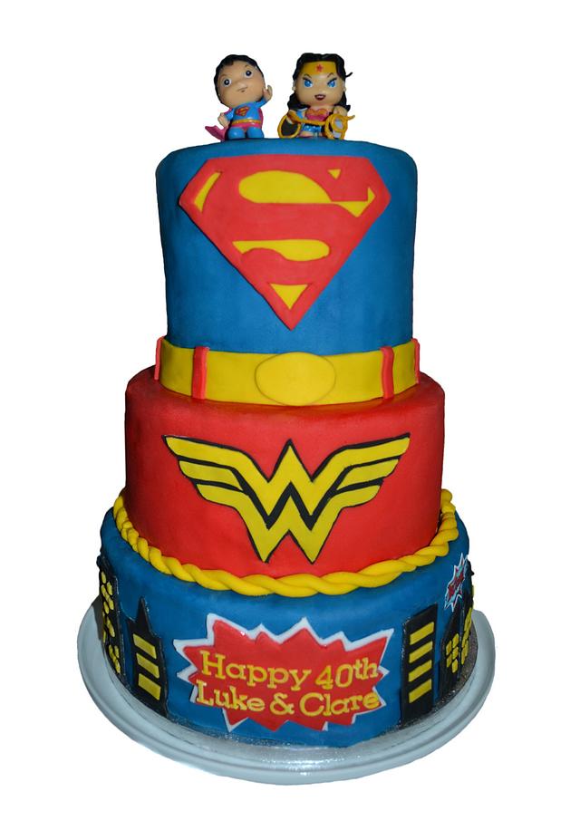 Superman Wonderwoman Cake - Decorated Cake by Klis Cakery - CakesDecor