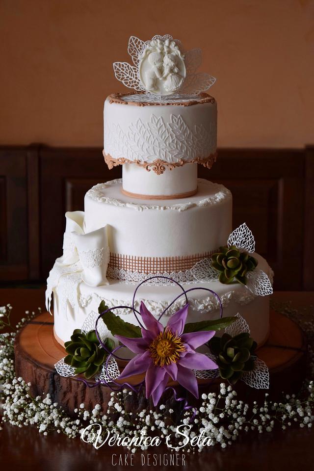 A Rustic Wedding Cake - Decorated Cake by Veronica Seta - CakesDecor