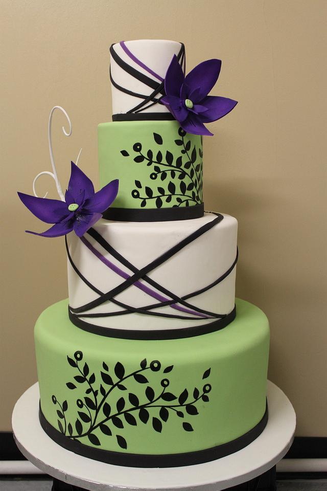 Purple and Green Wedding Cake by Dina CakesDecor