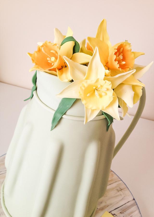 Jug of daffodils Cake by The Snowdrop Cakery CakesDecor