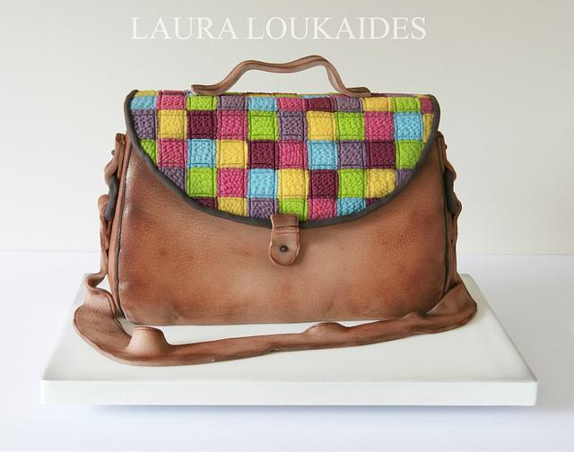 Patchwork Messenger Bag Decorated Cake by Laura CakesDecor