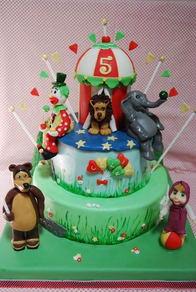 cake Masha and the bear at the circus - Decorated Cake by - CakesDecor