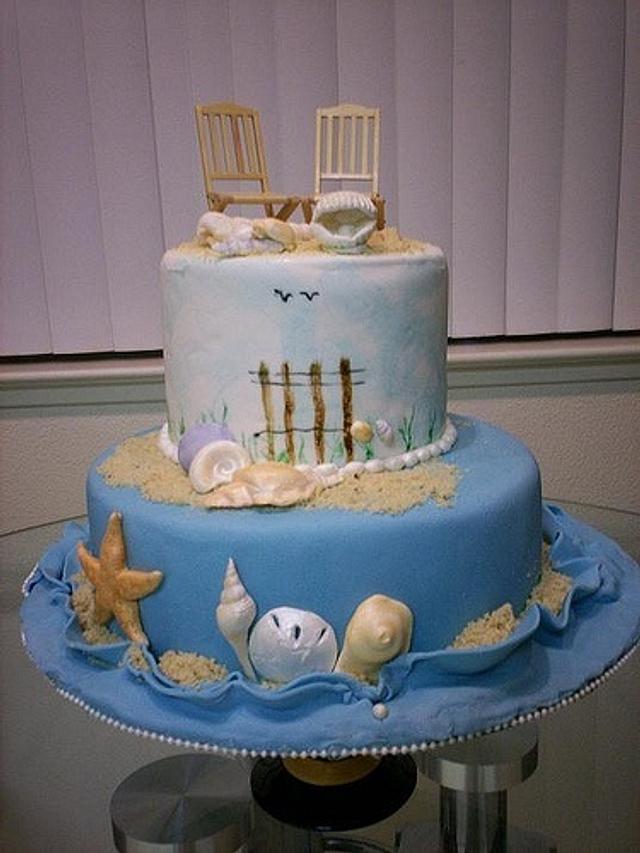 Adirondack Chair Seascape - Decorated Cake by Cakeicer - CakesDecor