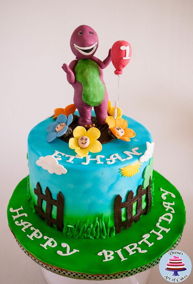 Barney Birthday Cake - Decorated Cake by Veenas Art of - CakesDecor