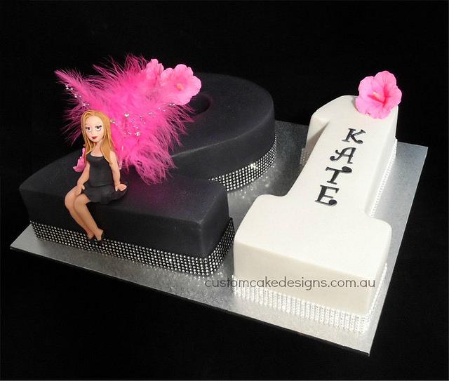 21st Number Cake - Decorated Cake by Custom Cake Designs - CakesDecor