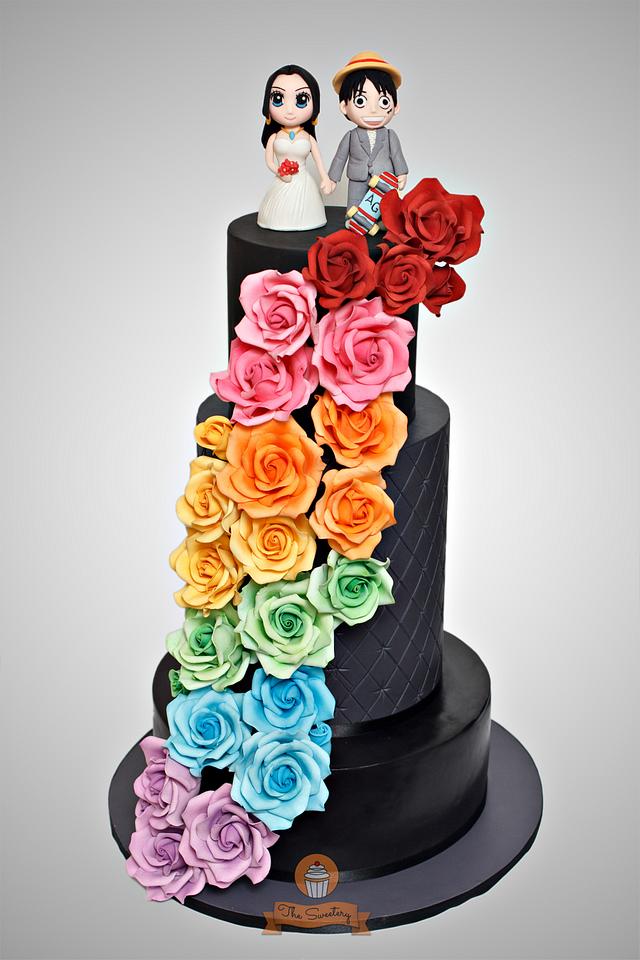 Rainbow "One Piece" Wedding Cake Cake by The Sweetery
