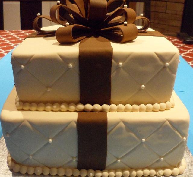 cream and brown themed cake