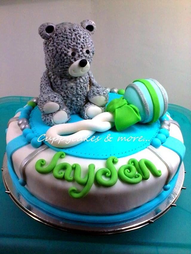 Bear & Rattle theme cake - Decorated Cake by dianne - CakesDecor