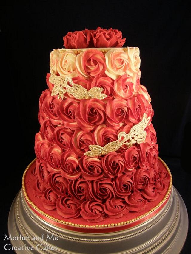 Rose swirl wedding cakes