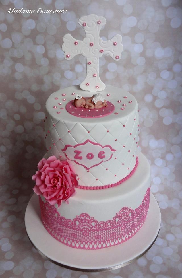 Baptism cake - Decorated Cake by Madame Douceurs - CakesDecor