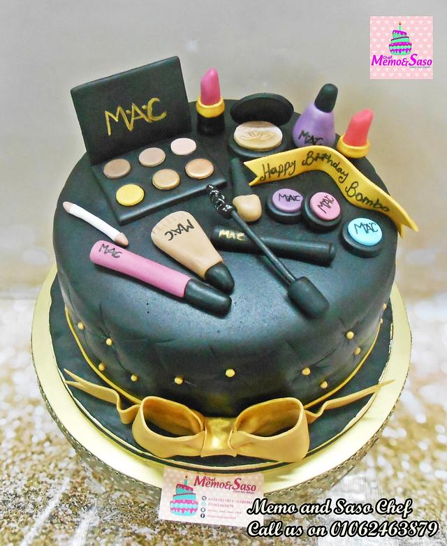 Black And Gold Make Up Cake Cake By Mero Wageeh Cakesdecor