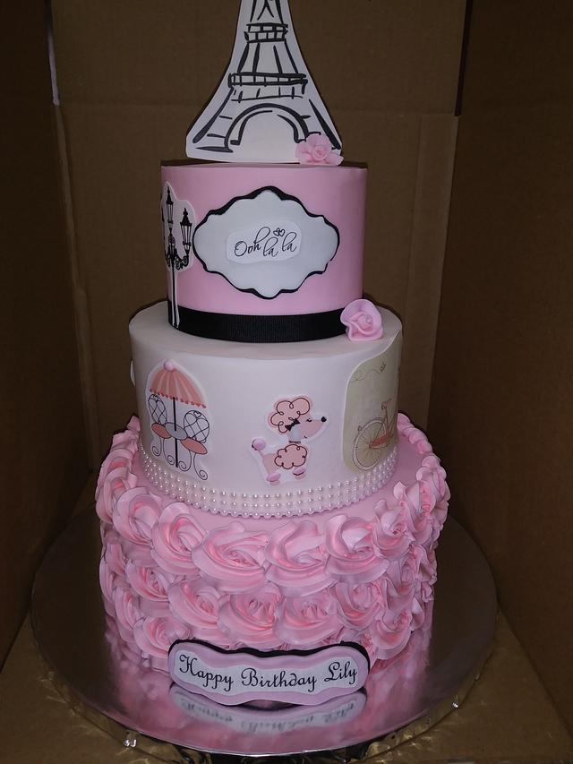 Paris Birthday Cake - Decorated Cake by Rosa - CakesDecor