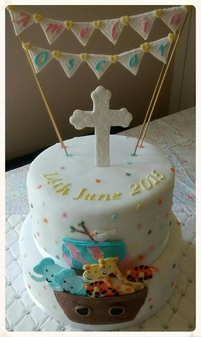 Noah's ark Christening cake
