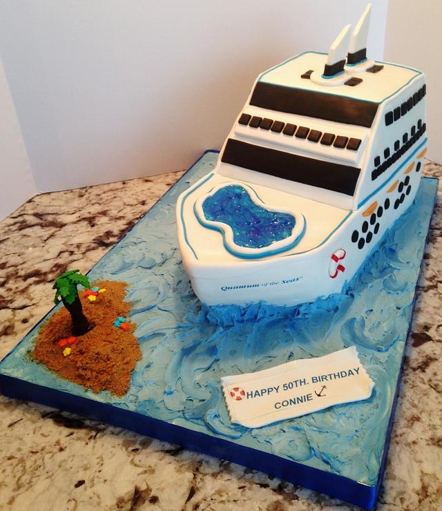 CRUISE SHIP 50TH. BIRTHDAY CAKE - Cake by Enza - Sweet-E - CakesDecor