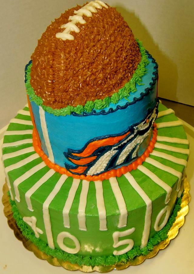 Denver Bronco football buttercream design cake