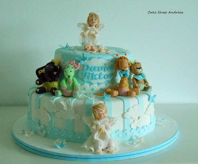 christening guardian angels cake - Decorated Cake by - CakesDecor