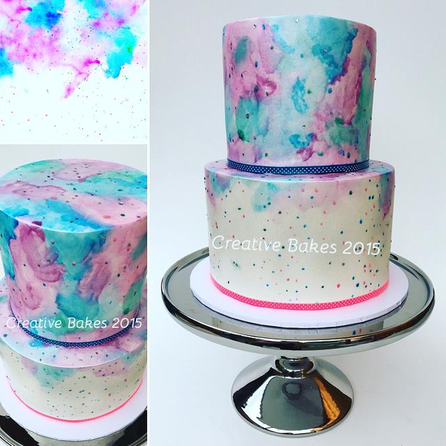 Watercolour - Decorated Cake by Jocolate - CakesDecor