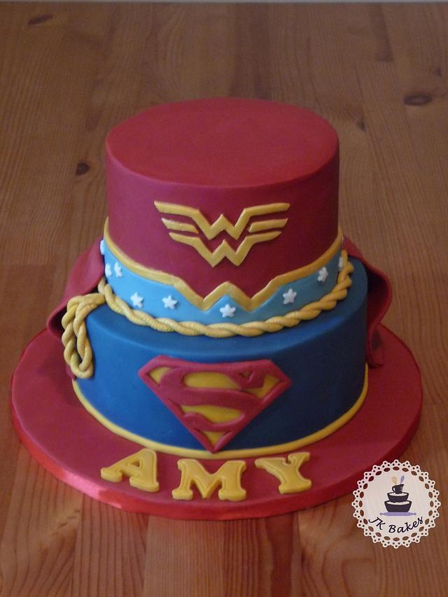 Super Girl And Wonder Woman Cake By Jkbakes Cakesdecor