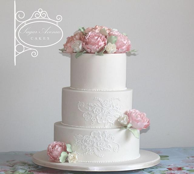 Pastel colours wedding - Decorated Cake by Sugar Avenue - CakesDecor